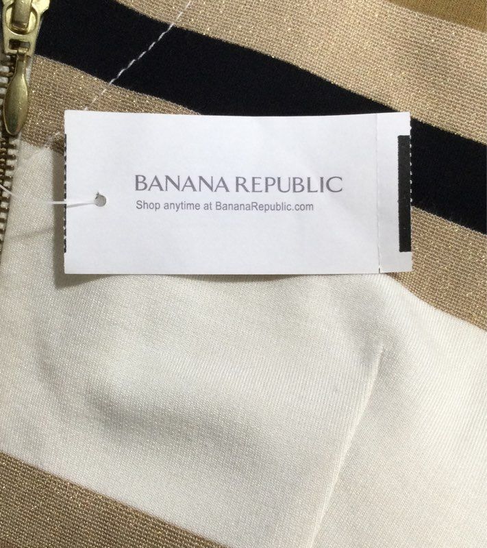 Banana Republic White and Black Stripes Women's Dress - Size Tall 4