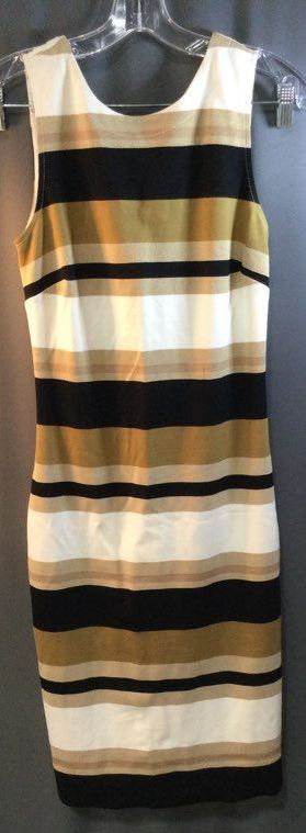 Banana Republic White and Black Stripes Women's Dress - Size Tall 4