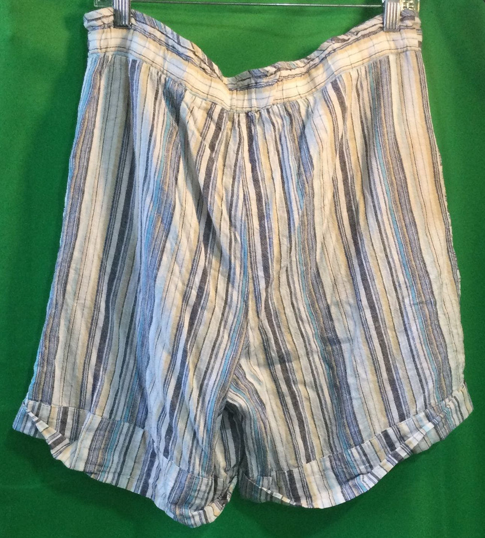 Zac & Rachel Blue Multicolored Striped Shorts - Size XL - Ladies