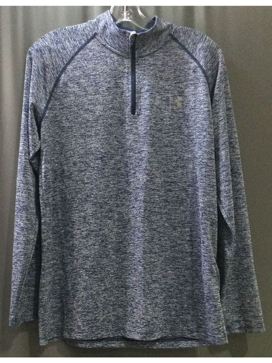 Under Armour Blue and White Zip Athletic Men's Long Sleeve - Size Medium