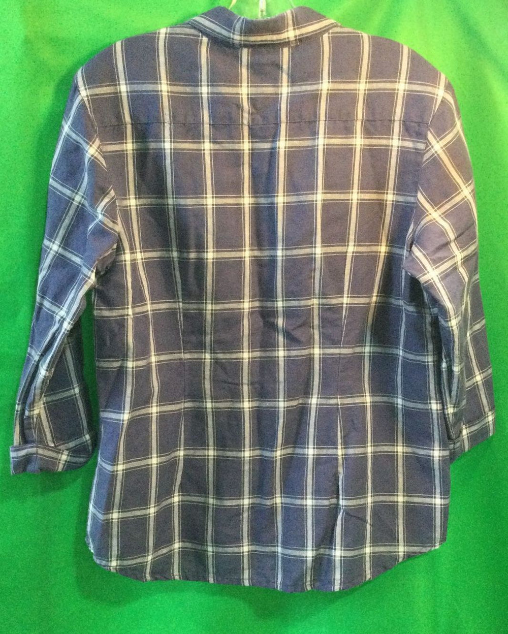 Talbots Blue and White Checkered Long Sleeve - Size Medium - Ladies