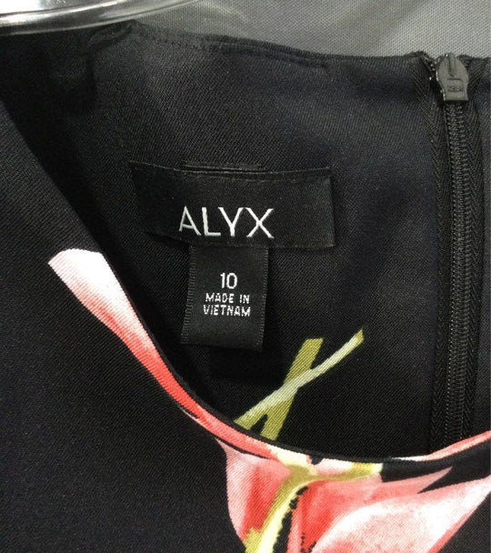 Alyx Black with Flowers Casual Dress - Size 10