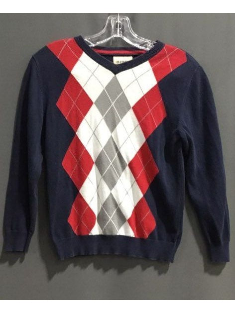 Old Navy Red, White and Blue Checks Boys Sweater - Size Medium