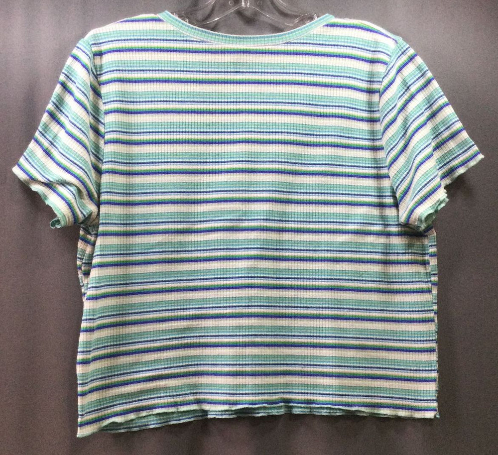 Wild Fable Blue, Green and White Striped Polyester T-Shirt - Size XXL - Ladies