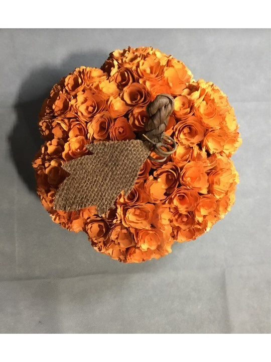 Medium Wood Orange And Brown Pumpkin Decoration