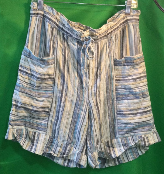 Zac & Rachel Blue Multicolored Striped Shorts - Size XL - Ladies