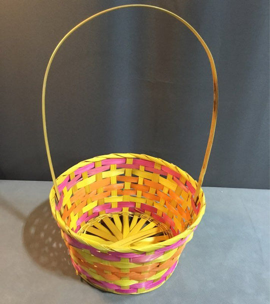 Large Straw/Wood Purple, Yellow and Green Easter Baskets Decorations