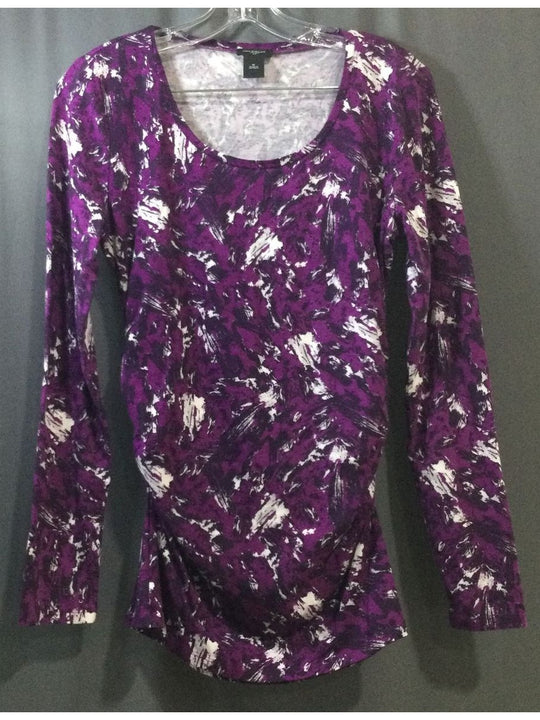 ANN TAYLOR Women' Purple and White Cheetah Print Top Long Sleeve - Size M