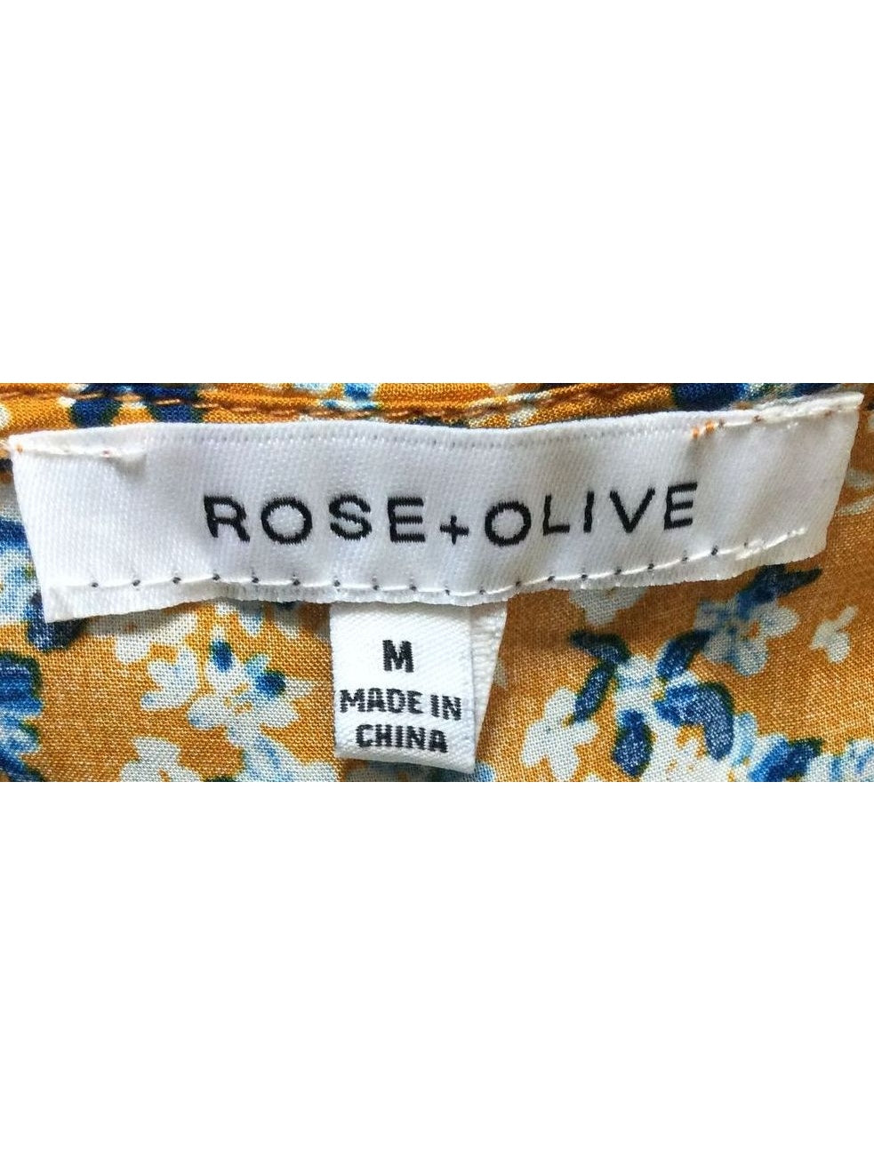 Rose + Olive Orange, Blue and White Floral Women's T-Shirt - Size M - Medium