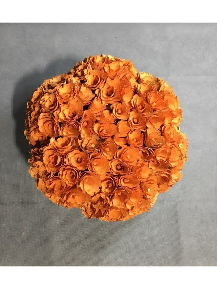 Medium Wood Orange And Brown Pumpkin Decoration