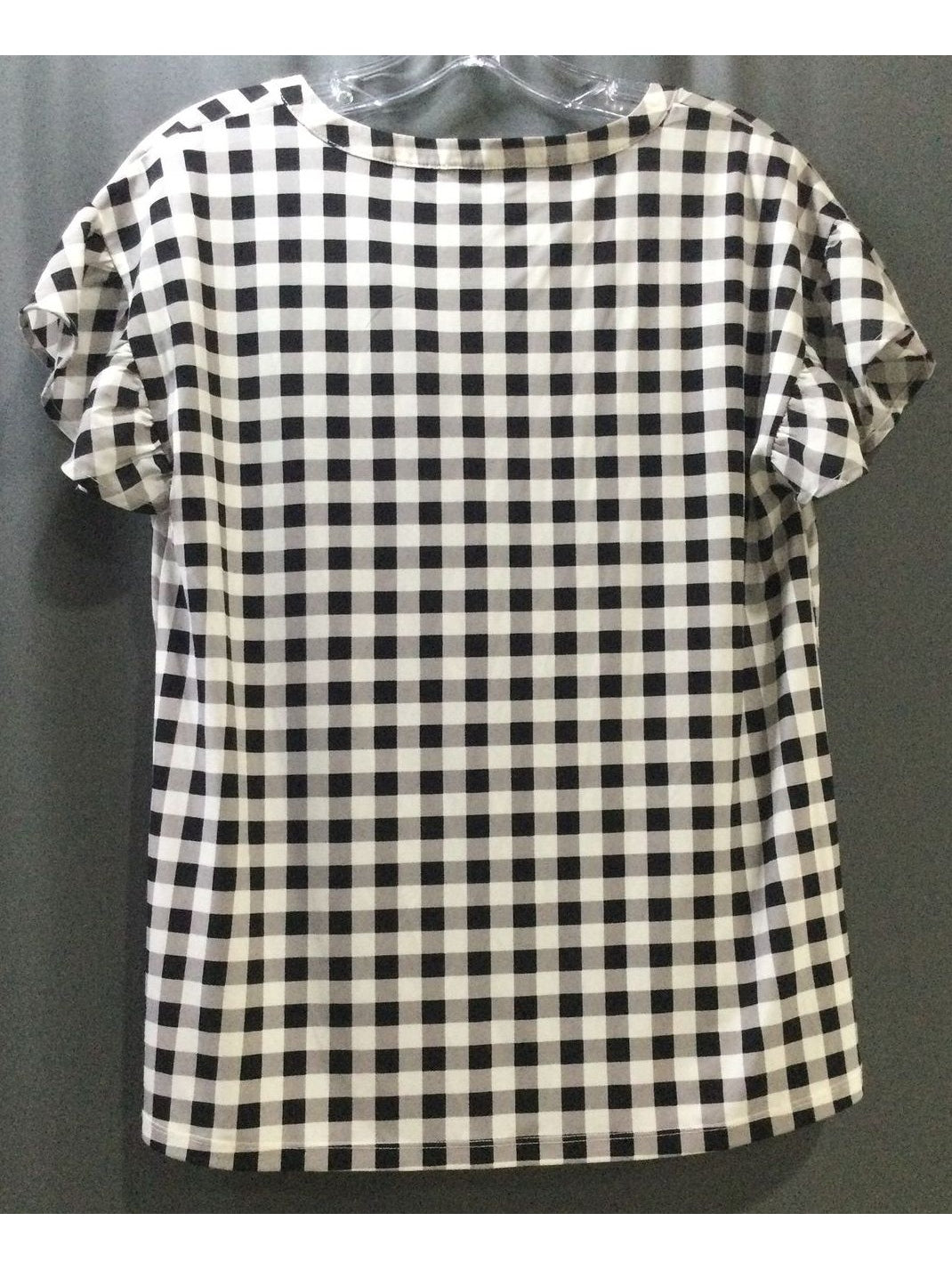 Ann Taylor Factory V-Neck Black and White Check T-Shirt - Size Small - Ladies