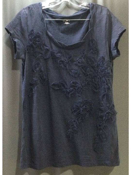 Ann Taylor Loft Navy Blue Flower T-shirt - Size Medium - Ladies