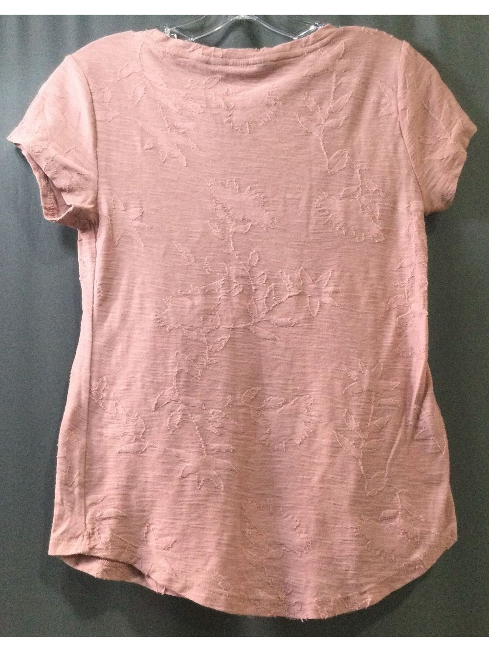 Simply Vera Vera Wang Women's Pink Flower and Leaf Print T-Shirt - Size XS